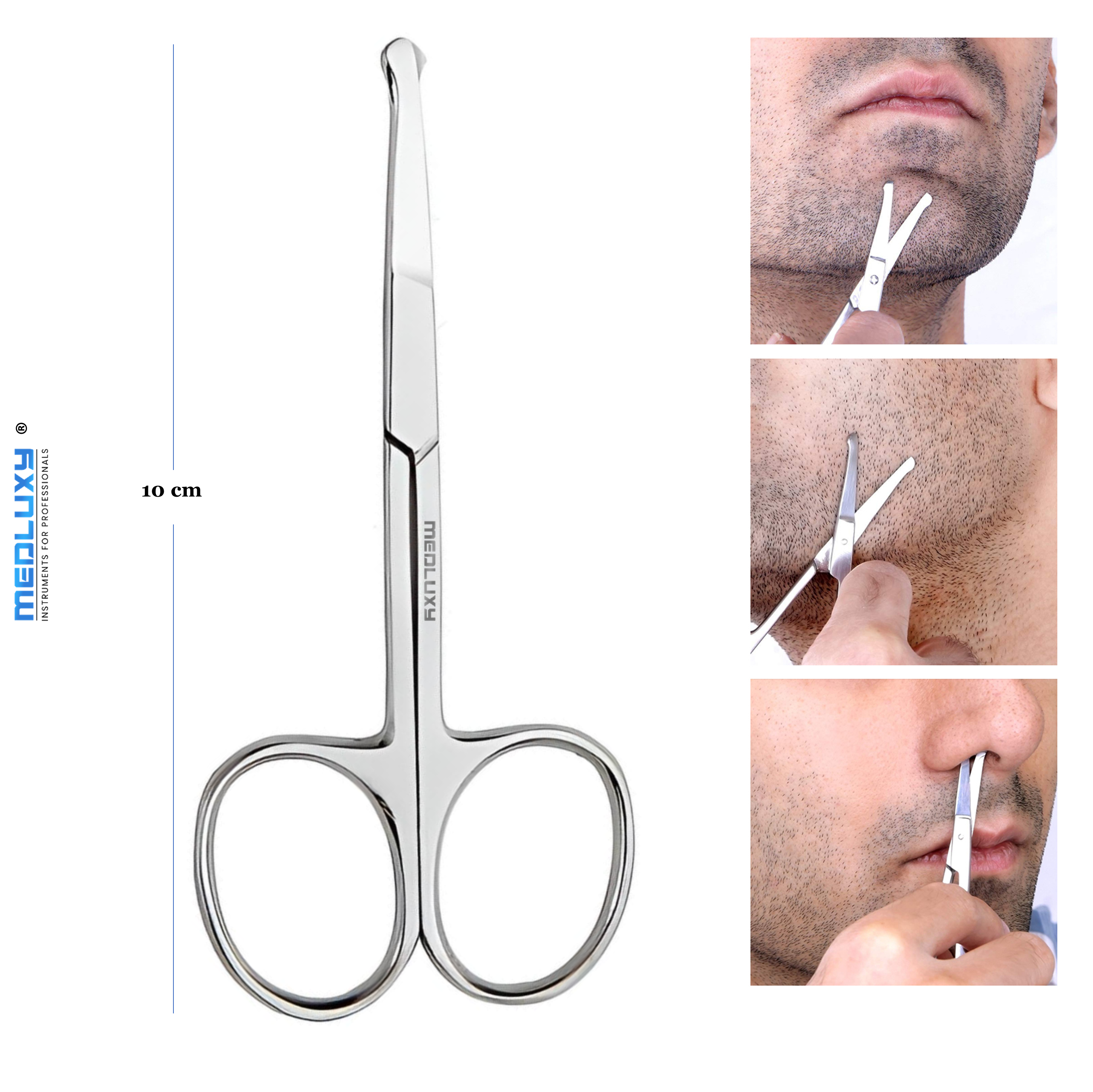 Medluxy - Gezicht Haar Schaar - Recht - Safety Tip - 10 cm